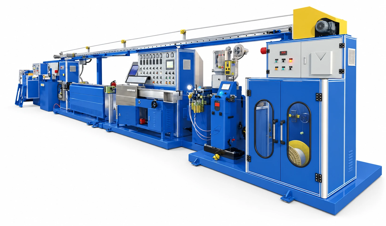 3D visualization: Ultra-fine fluoropolymer wire extrusion line