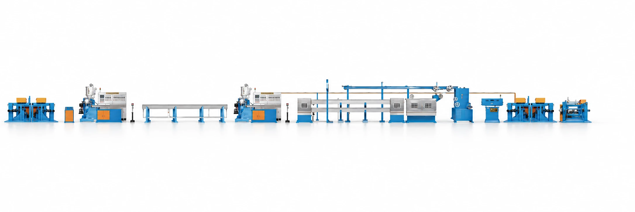 3D visualization: Photovoltaic cable extrusion line shown in the PINYANG catalogue