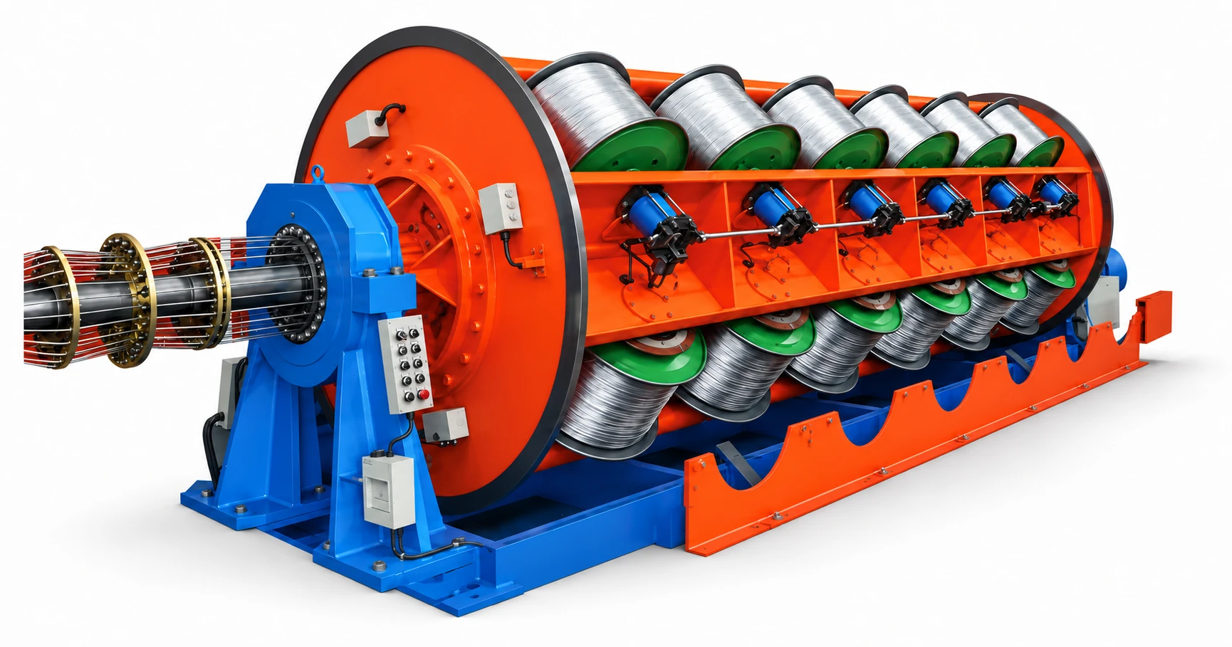 3D render of PINYANG rigid-frame stranding equipment